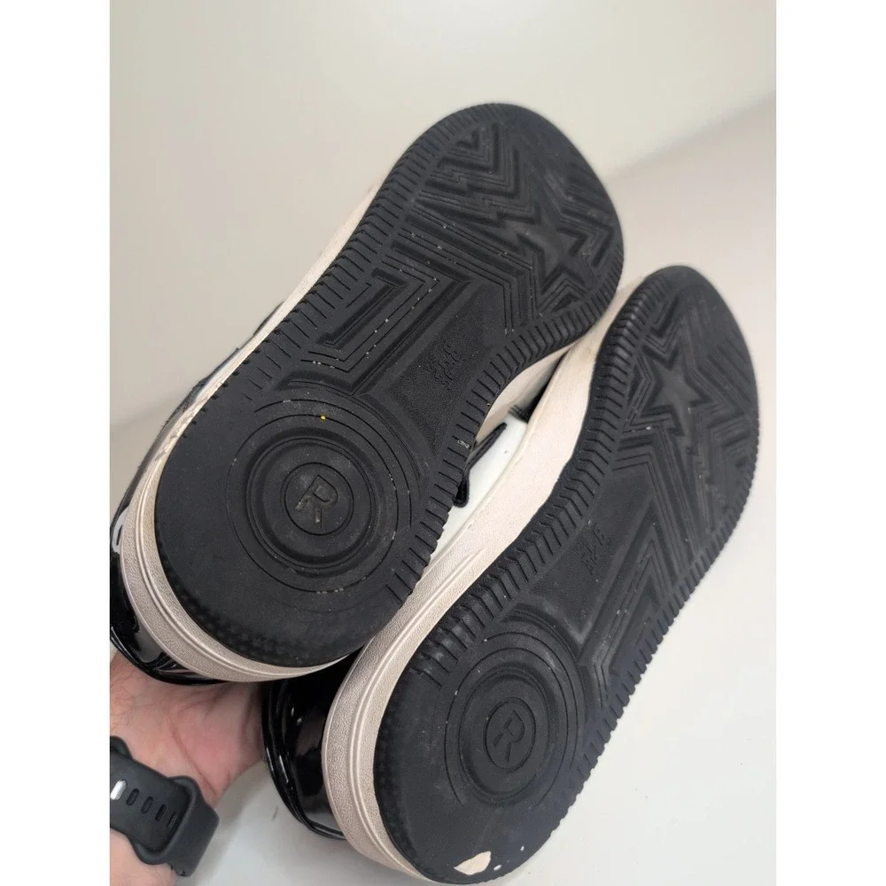 Bathing Ape Bape Sta Sneakers- Black & White- Patent Leather- Y2K Star- Size 7
